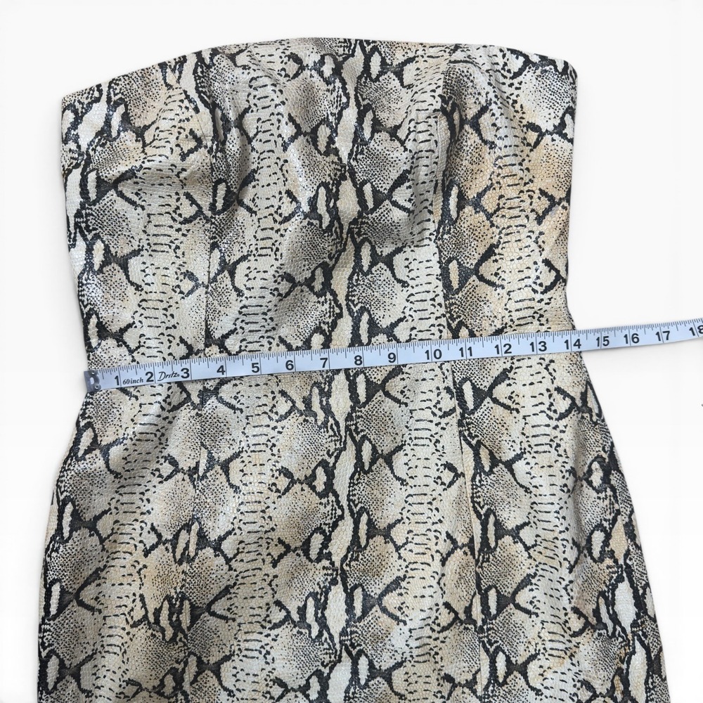 Hugo Buscati VTG Leather Strapless Snake Embossed Mini Dress Structured Size 8 - Picture 9 of 15